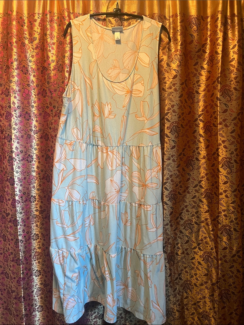 Ava & Viv Light Blue Maxi Dress with Peach Floral Print